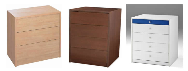 Cajoneras de Madera con frente inox