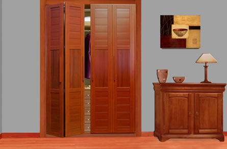 Frentes de armario de madera con puerta plegable