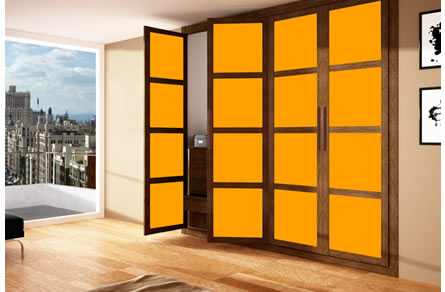 Frentes de armario de madera con puerta abatible