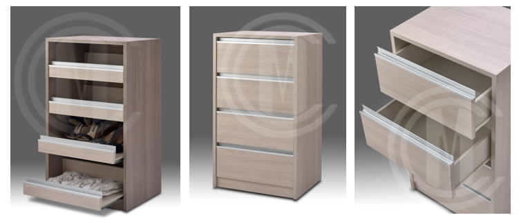 Cajoneras de Madera con frente inox