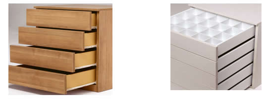Cajoneras de Madera con frente solapado liso